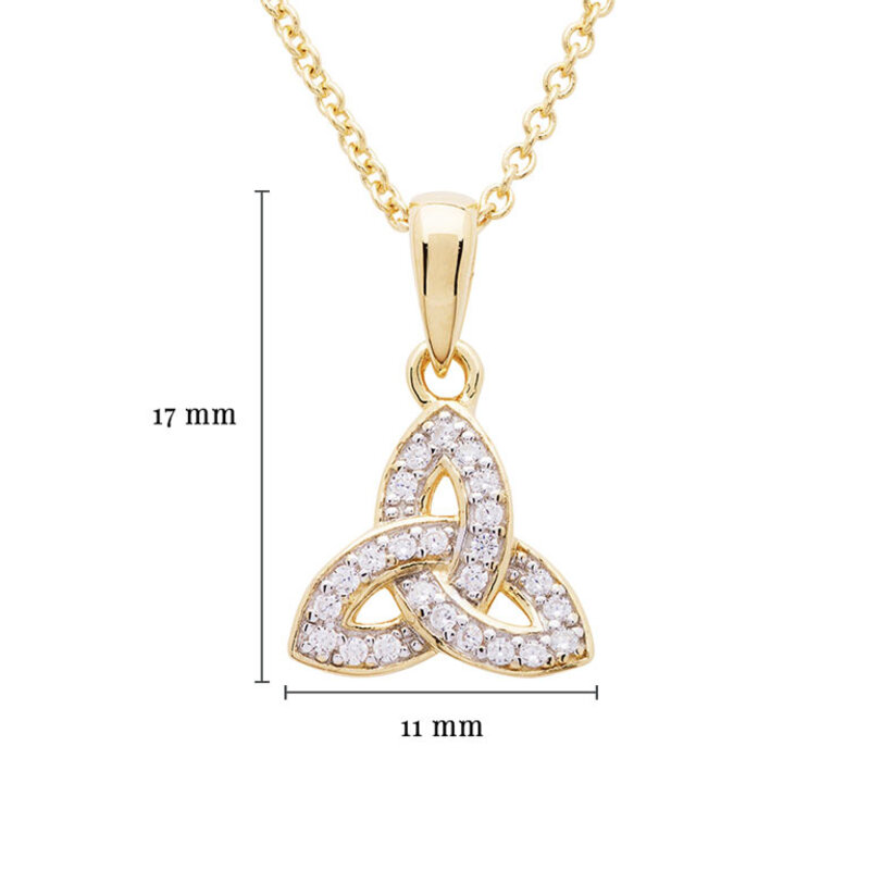 Shanore 14k Gold Vermeil Necklace with CZ:  Trinity