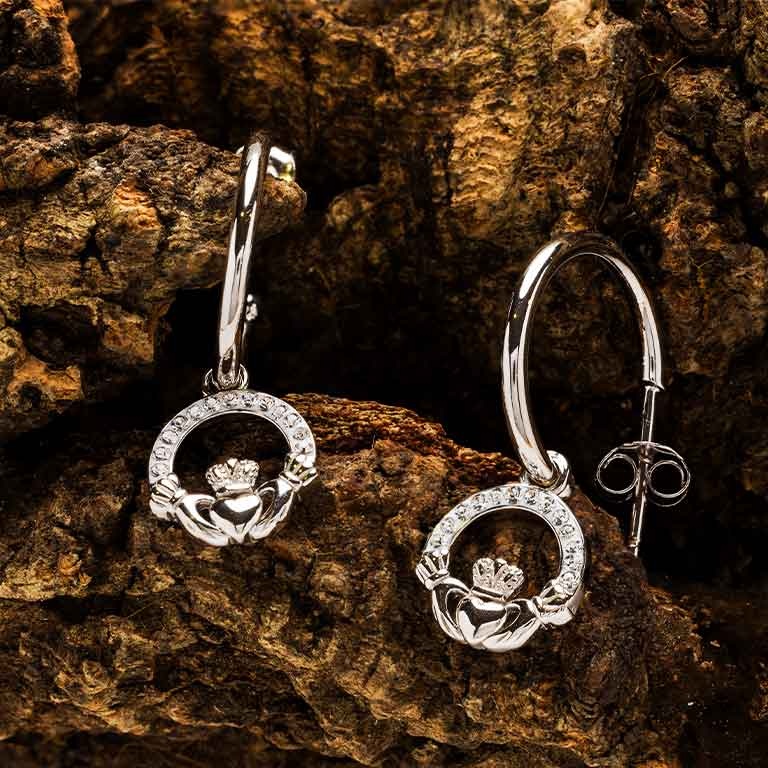 Shanore Sterling Silver Claddagh Hoop Earrings