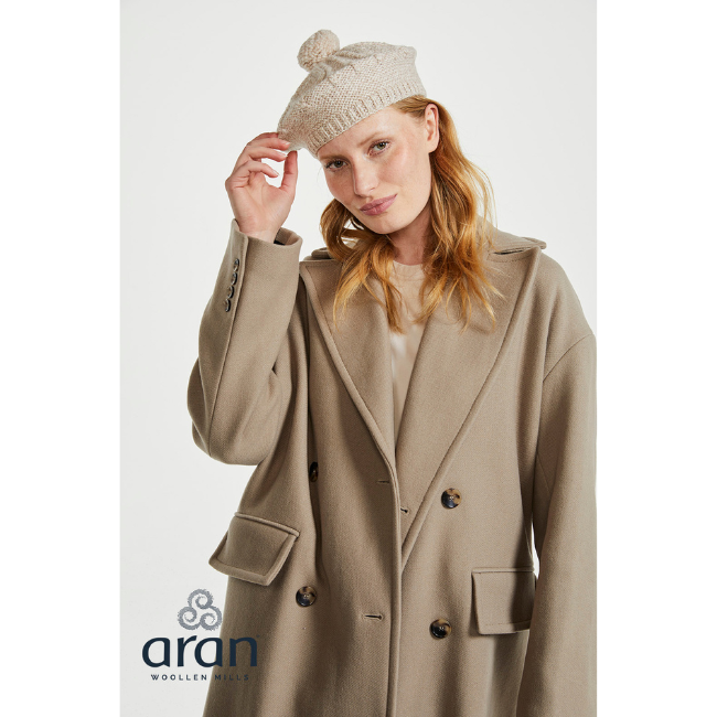Aran Woollen Mills Merino Wool Beret in Oatmeal