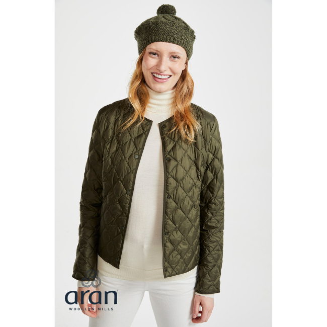Aran Woollen Mills Ladies Beret in Moss
