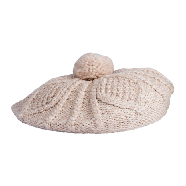 Aran Woollen Mills Oatmeal Ladies Wool Beret