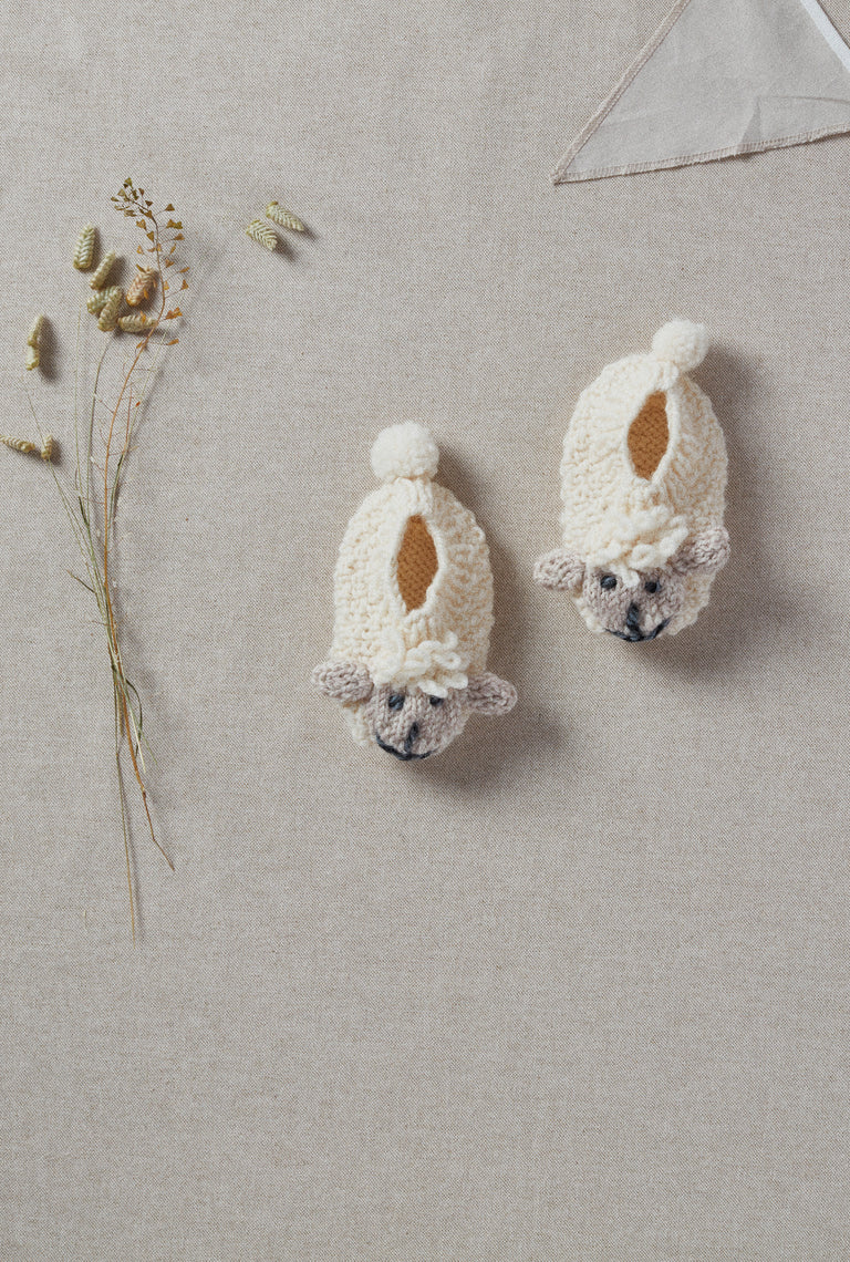 Aran Woollen Mills Baby Shepley Slippers: Natural