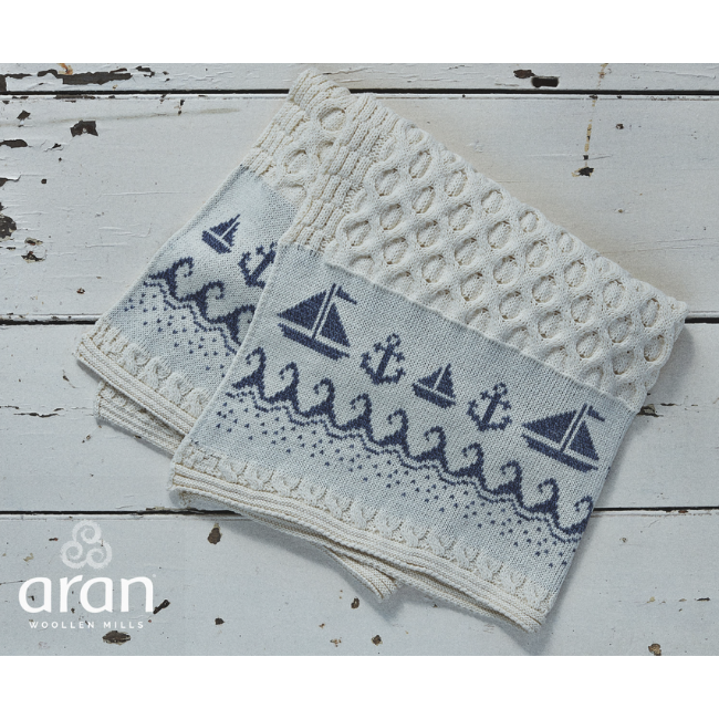 Aran Woollen Mills Boat & Anchor Aran Wool Blanket