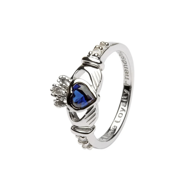 Shanore Sterling Silver September Birthstone Claddagh Ring