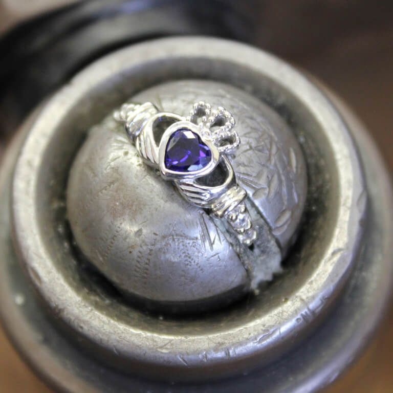 Shanore Sterling Silver September Birthstone Claddagh Ring