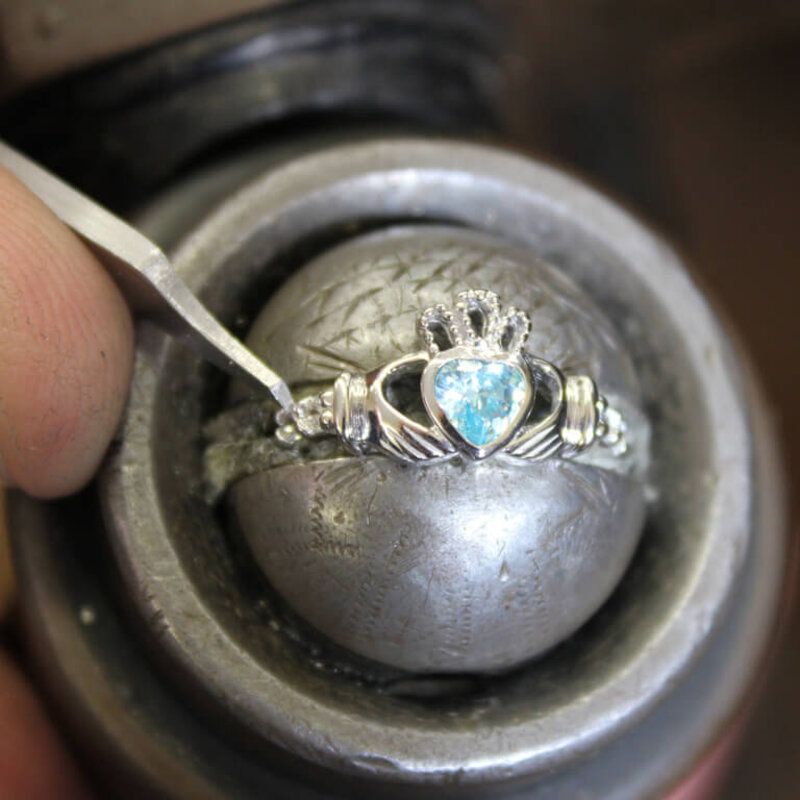Shanore S/S March Birthstone Claddagh Ring