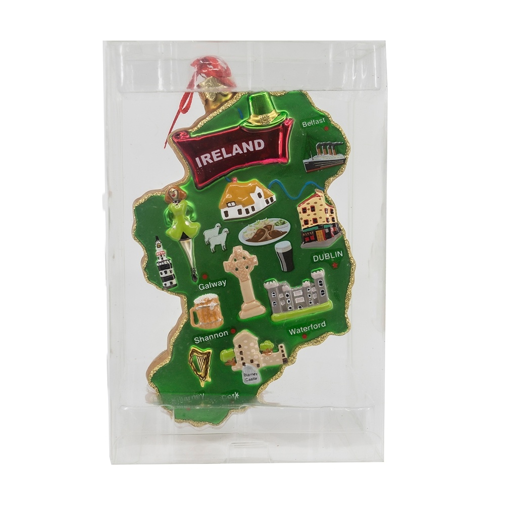 Noble Gems Ireland Map Glass Ornament 5.25"