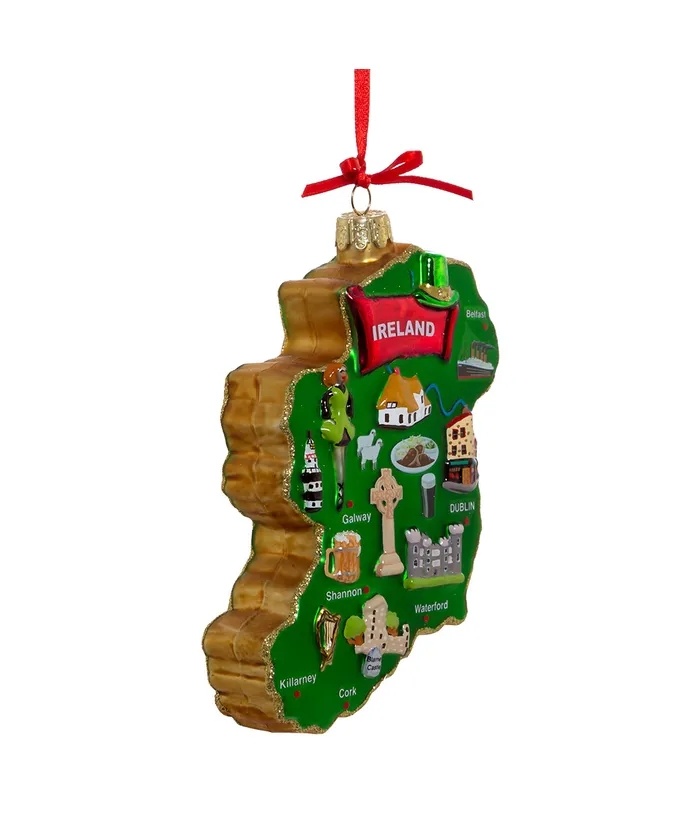 Noble Gems Ireland Map Glass Ornament 5.25"