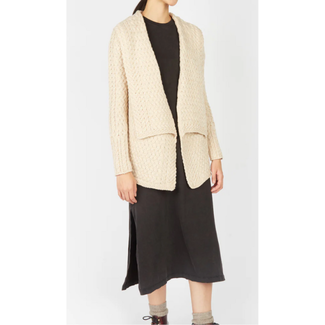 IrelandsEye Knitwear Glenross Waterfall Oatmeal Wool Cardigan: L