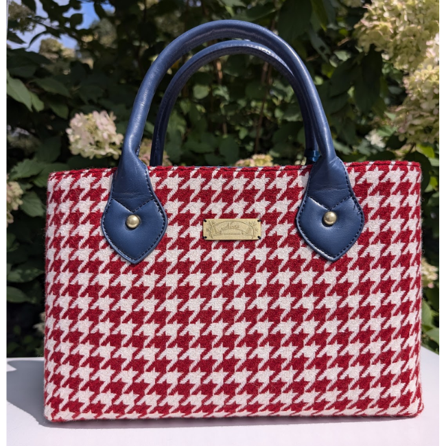 Ebony Tweed Leather Bag Red Houndstooth Celtic Aer