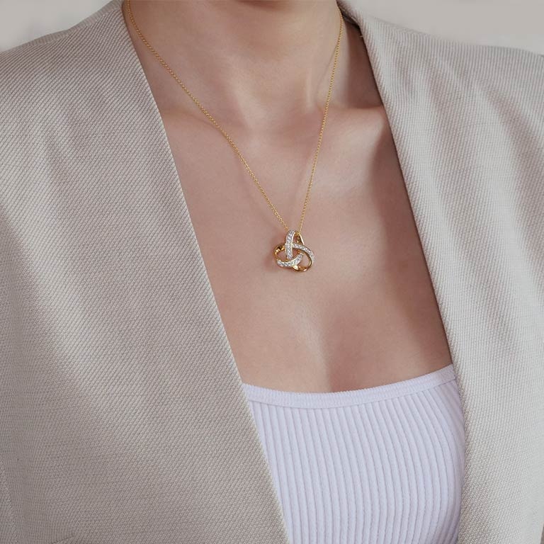 Shanore 14kt Gold Vermeil Rounded Trinity Knot Necklace w/ CZ