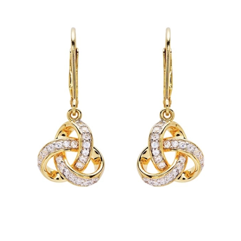 Shanore 14kt Gold Vermeil Round Trinity Drop CZ Earrings