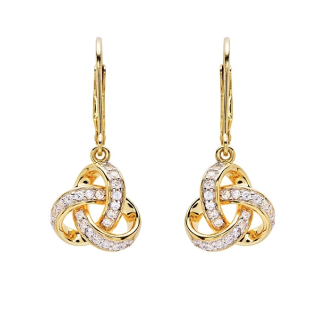 Shanore 14kt Gold Vermeil Round Trinity Drop CZ Earrings