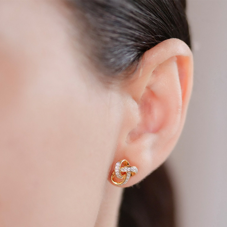 Shanore 14kt Gold Vermeil Rounded Trinity Stud Earrings w/ CZ