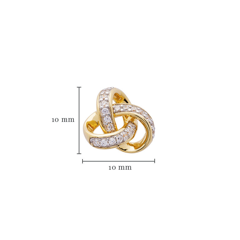 Shanore 14kt Gold Vermeil Rounded Trinity Stud Earrings w/ CZ