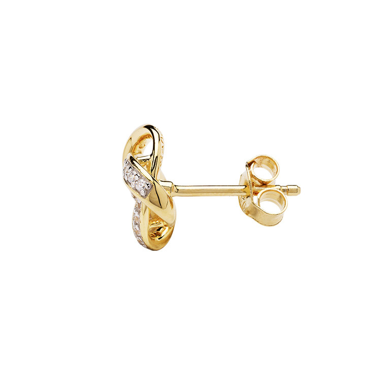 Shanore 14kt Gold Vermeil Rounded Trinity Stud Earrings w/ CZ