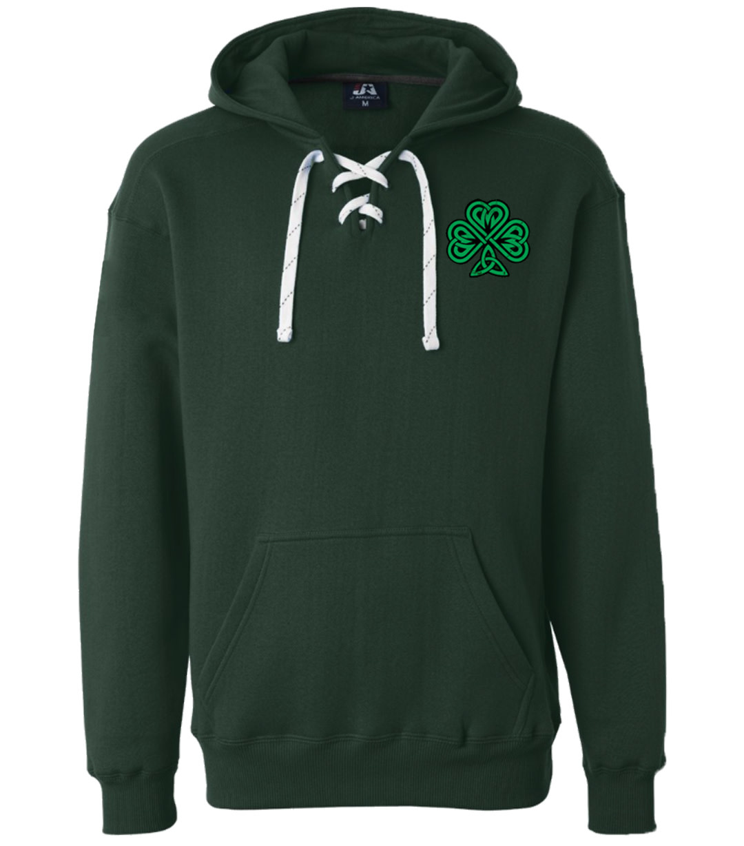 Coastal Tees Green Celtic Shamrock 'Hockey' Hoodie