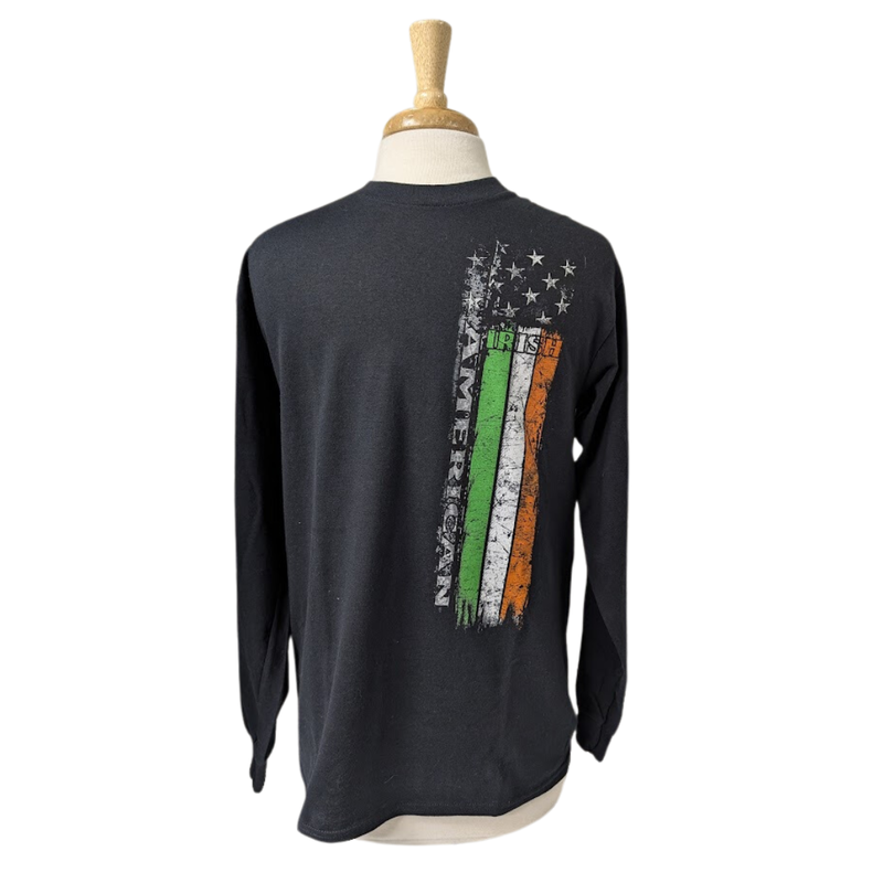 Coastal Tees Irish/American Flag Black Long Sleeve