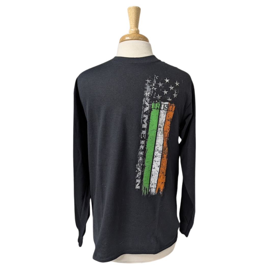 Coastal Tees Irish/American Flag Black Long Sleeve