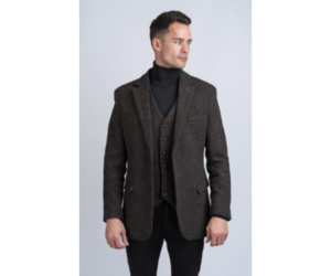 【新品】Stina closet classic tweed jacket Brown Tweed Jacket(Classic): - Celtic Aer