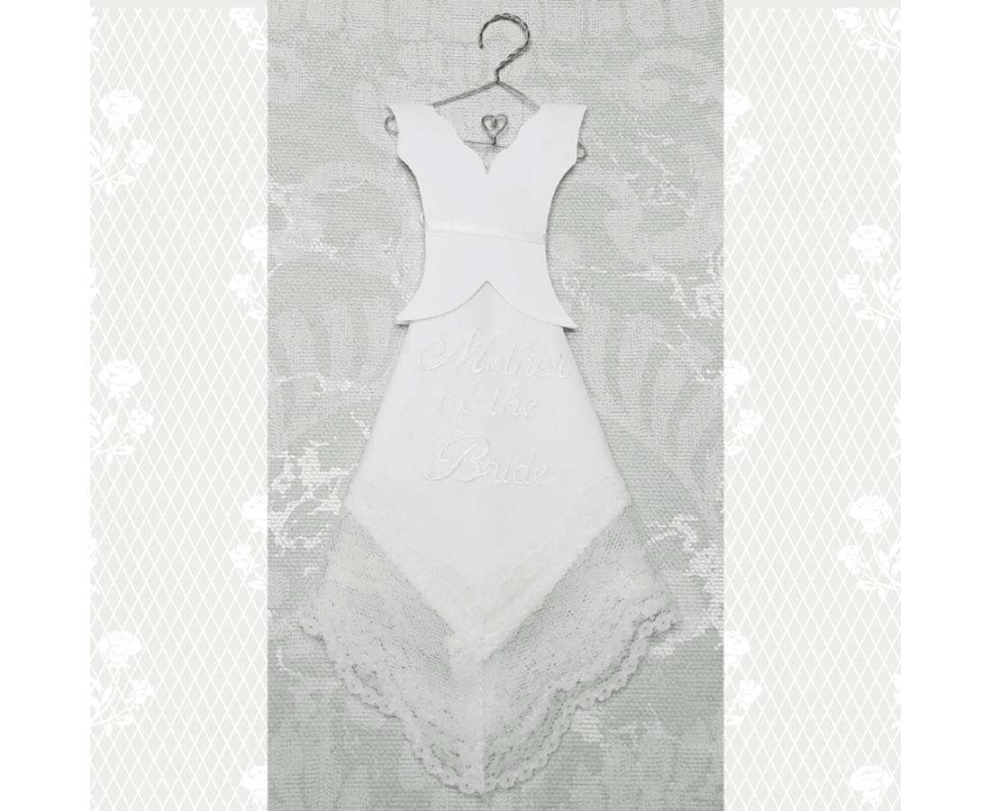 Simply Charming Hankie on Hanger: Mother of Bride w/ Celtic Cross