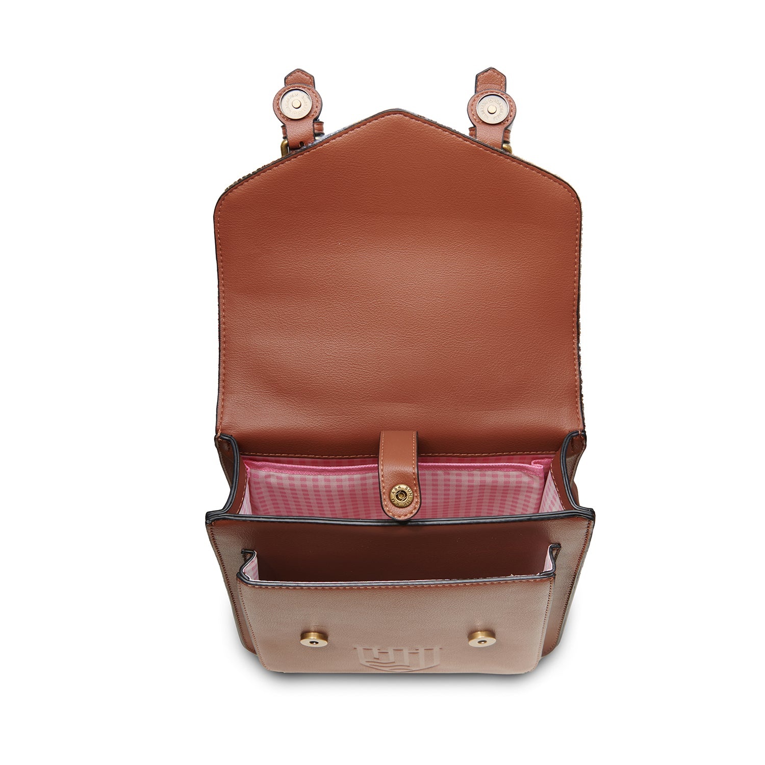 Islander Calton Leather & Tweed Backpack: Blue Chestnut Tartan