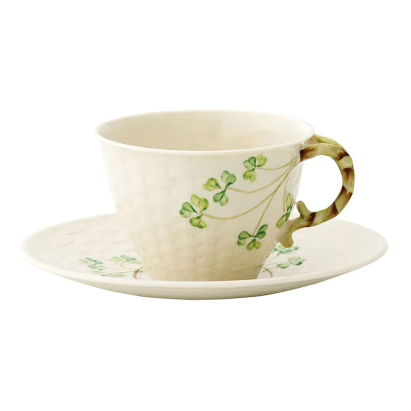 Belleek Shamrock Tea Cup & Saucer