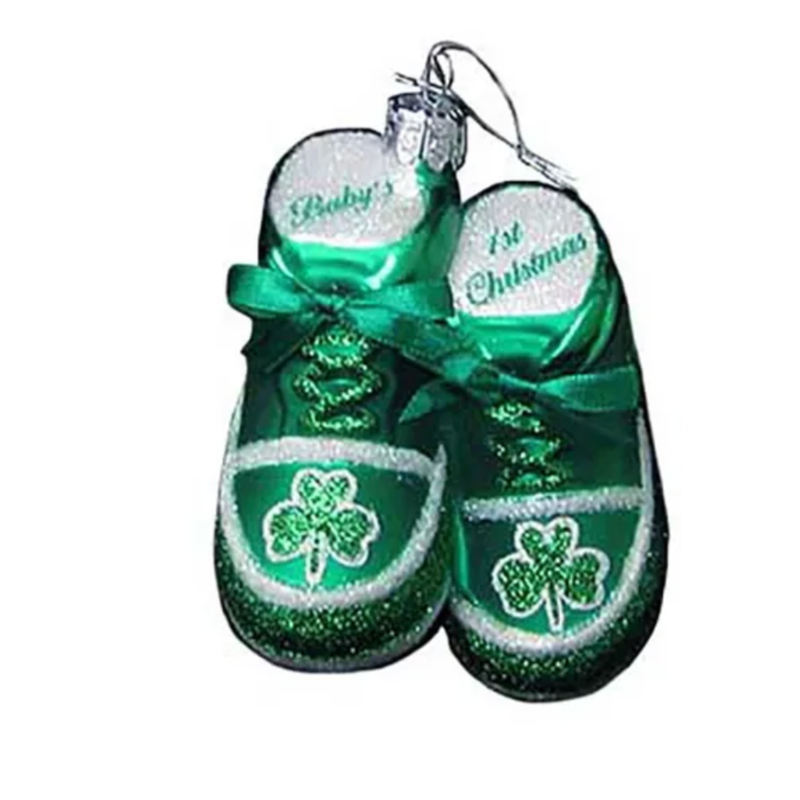 Noble Gems Baby's 1st Christmas Green Shoes Ornament