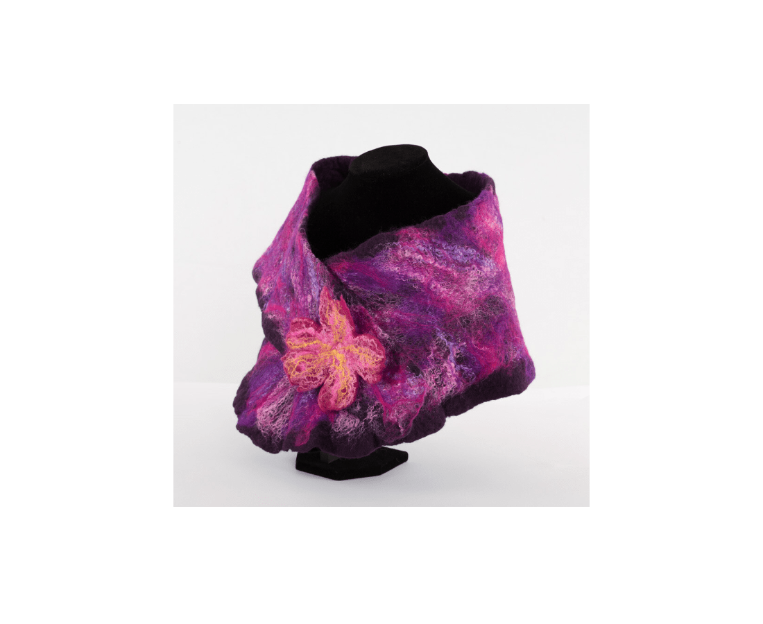 Jayne Gillan Designs Felt Flower Ruffle Collar: Purple/Pink