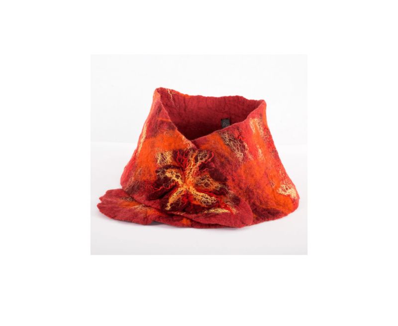 Jayne Gillan Designs Felt Flower Ruffle Collar: Rust
