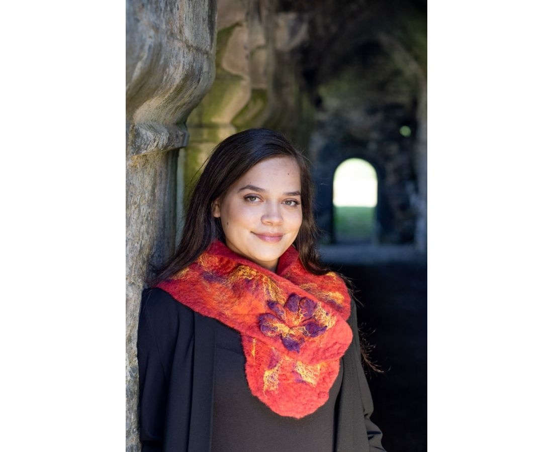 Jayne Gillan Designs Felt Flower Ruffle Collar: Rust