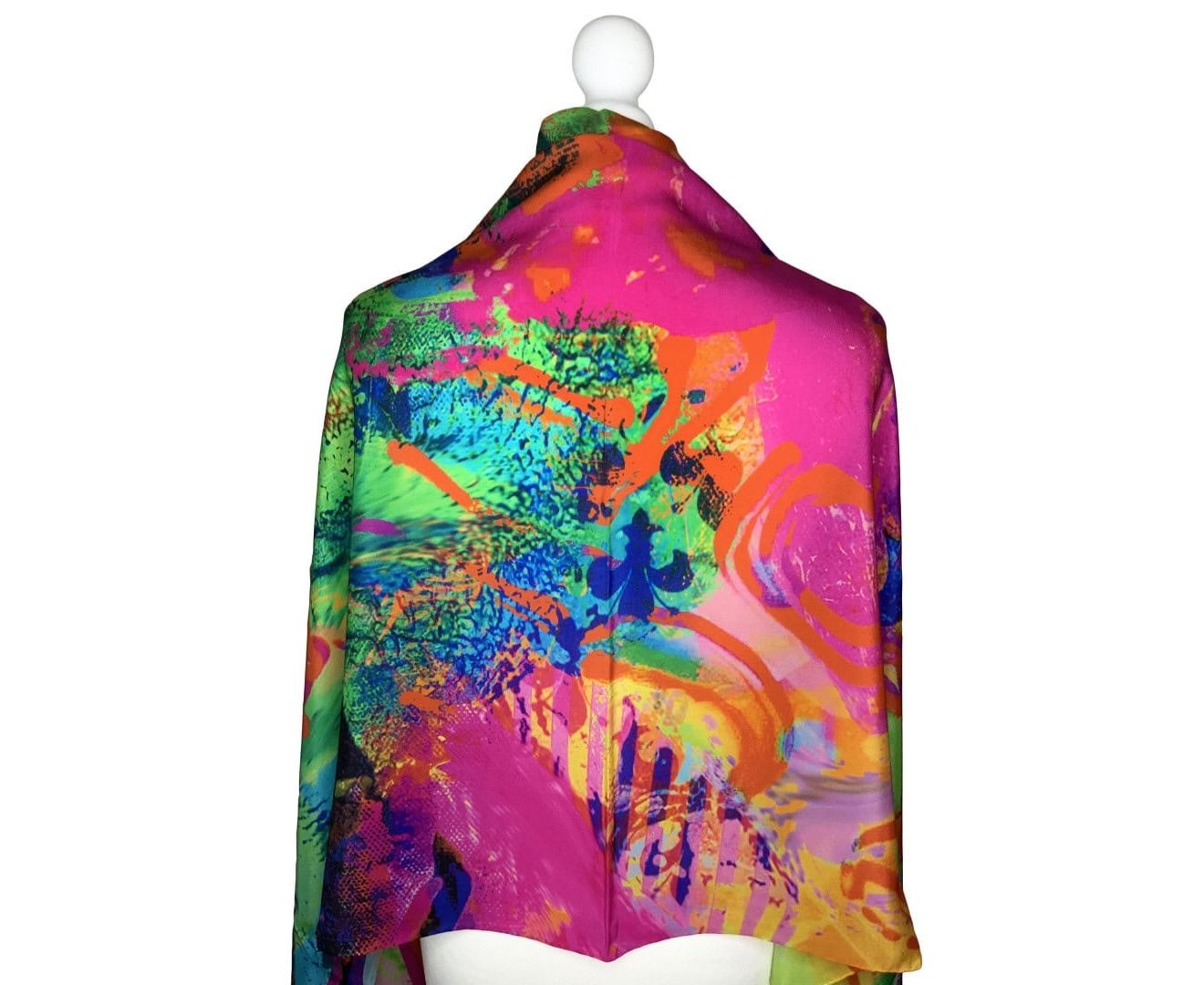 Clare O'Connor 100% Silk Scarf - Bright Multi-Color