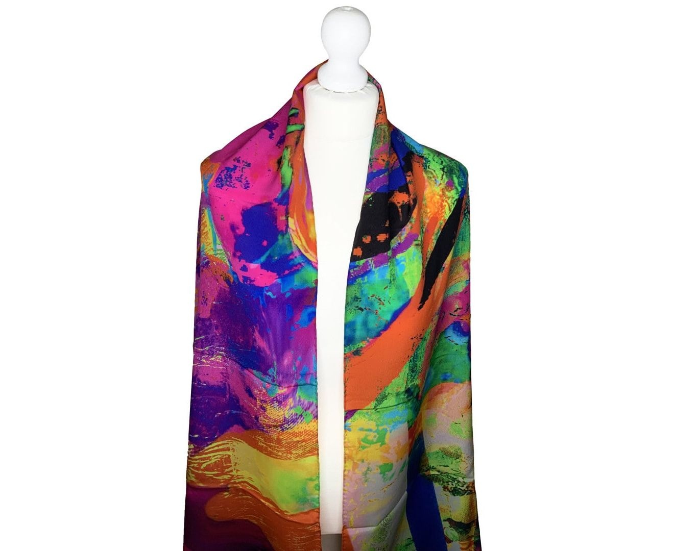 Clare O'Connor 100% Silk Scarf - Bright Multi-Color