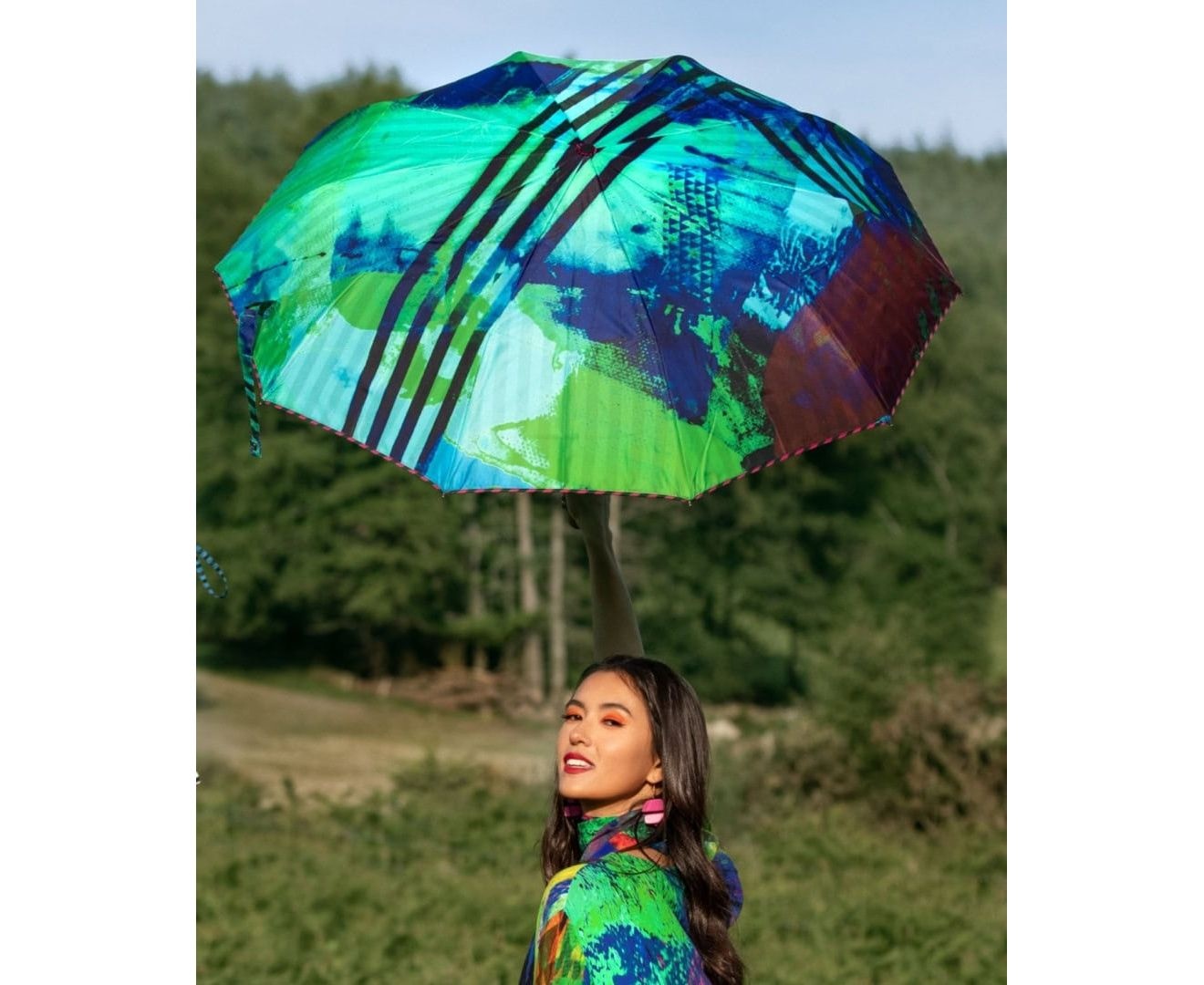 Clare O'Connor Eco-Friendly Umbrella: Green
