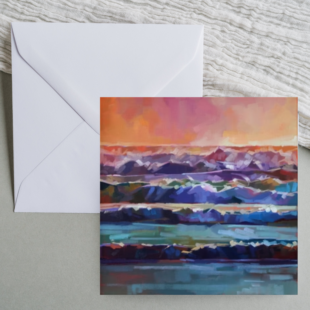 Kevin Lowery Art 6x6 Blank Card: Whitewater at Rossnowlagh Beach