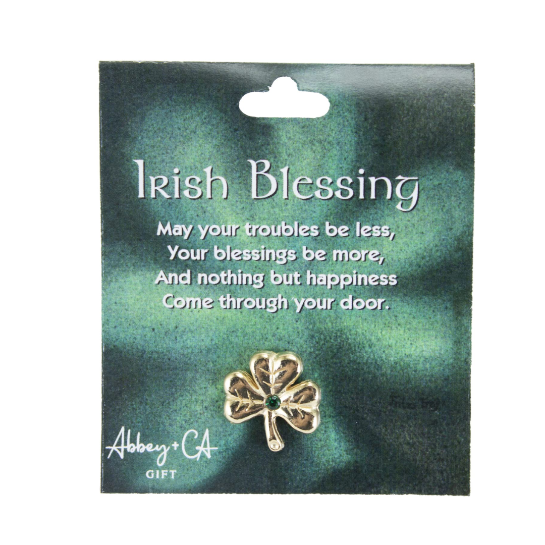 Cathedral Art Shamrock Lapel Pin with Emerald