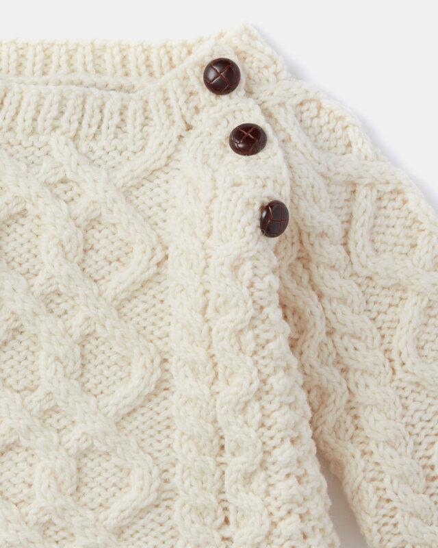 Aran Woollen Mills Baby Aran Crew Sweater w/ Buttons: Large