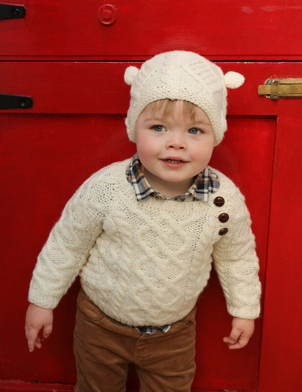 Aran Woollen Mills Baby Aran Crew Sweater w/ Buttons: Large