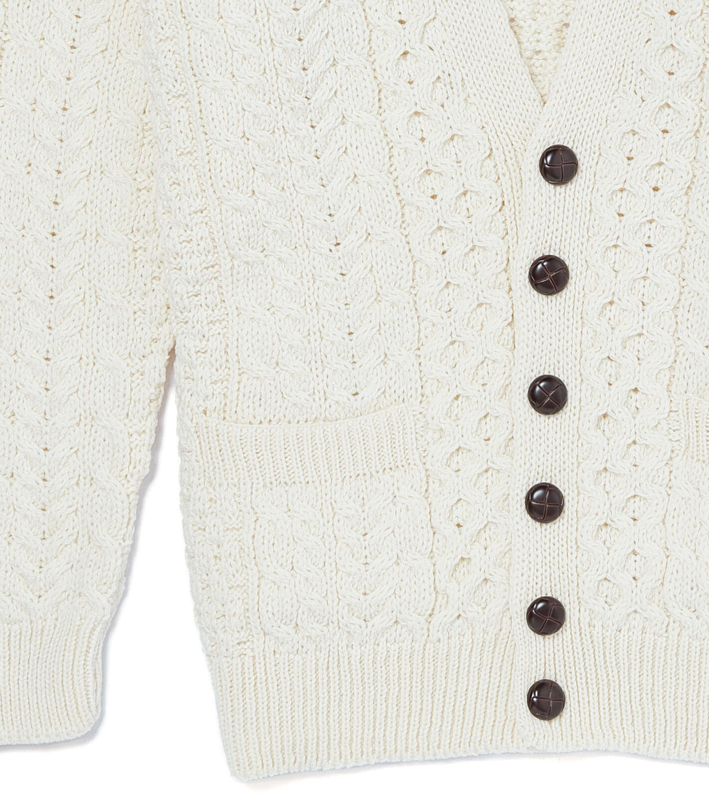 Aran Woollen Mills Wool V-Neck Natural Cardigan