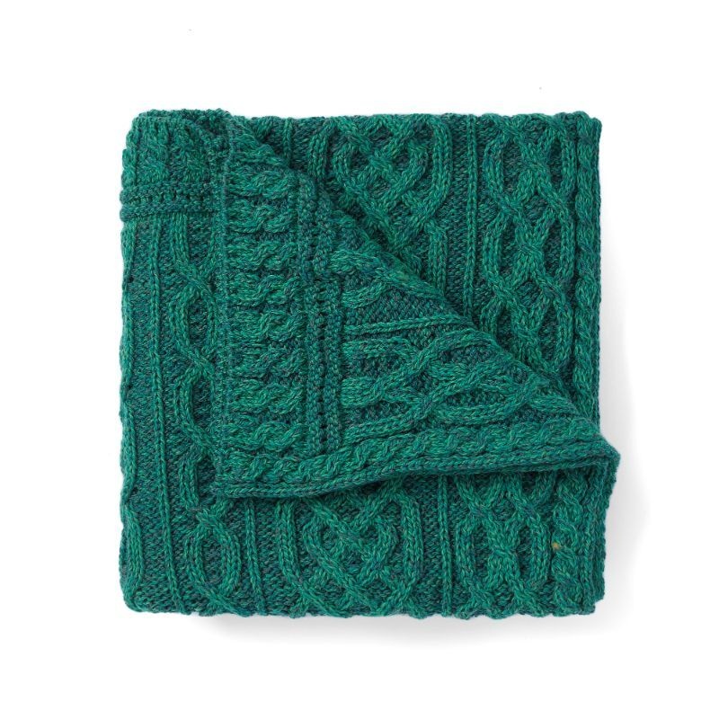 Aran Woollen Mills Wool Blanket: Kiwi/Connemara Green