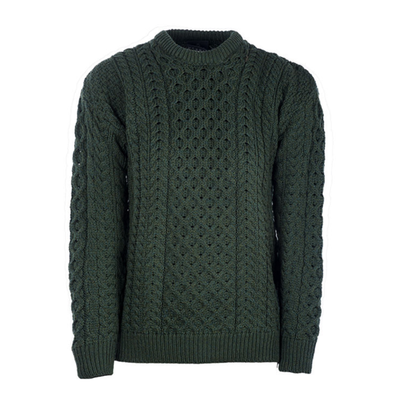 Aran Woollen Mills Classic Aran Wool Sweater - Dark Green