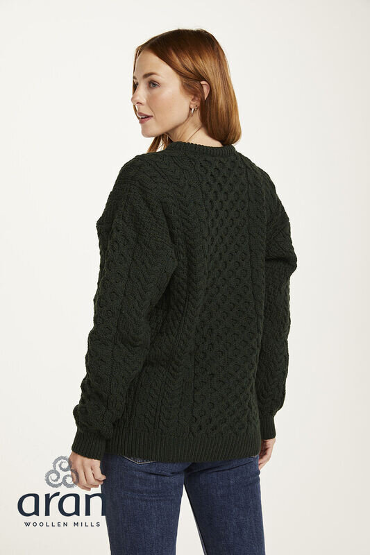 Aran Woollen Mills Classic Aran Wool Sweater - Dark Green