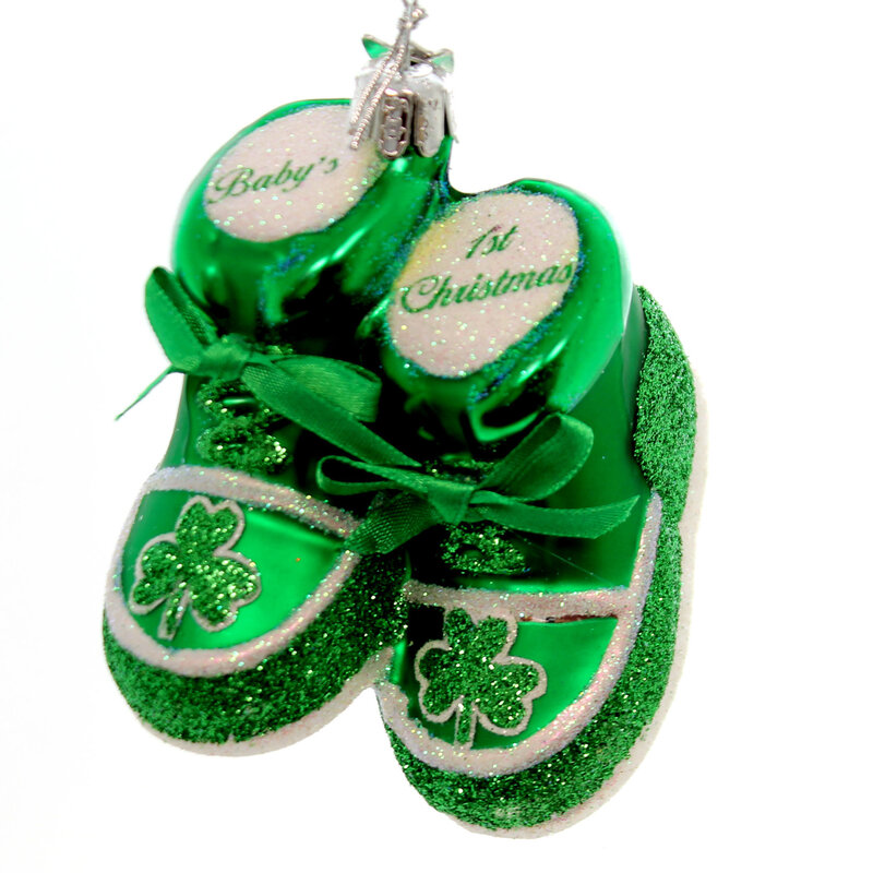 Noble Gems Baby's 1st Christmas Green Shoes Ornament