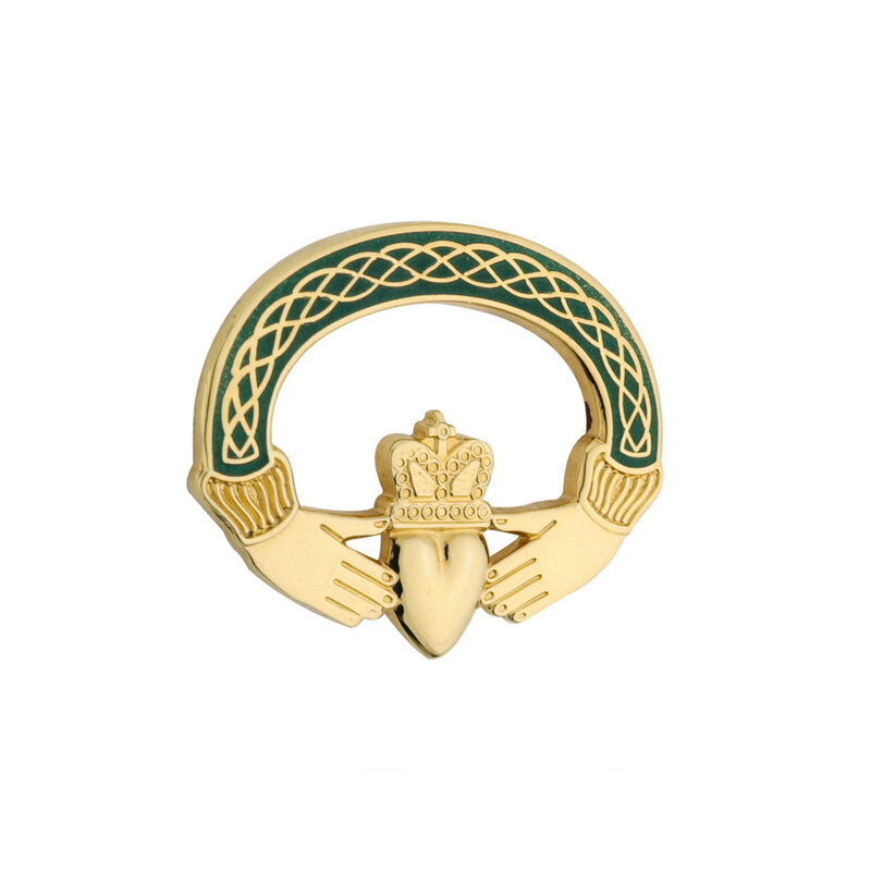 Solvar Celtic Claddagh Brooch - Green