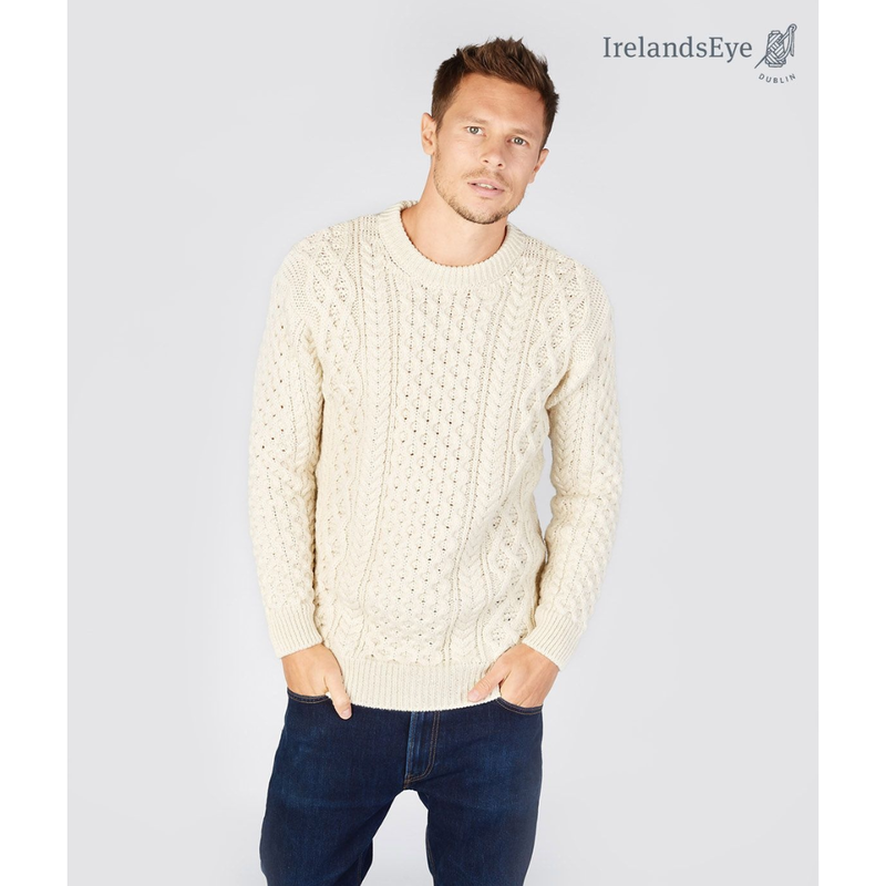 IrelandsEye Knitwear Natural Wool Sweater - Honeycomb Stitch
