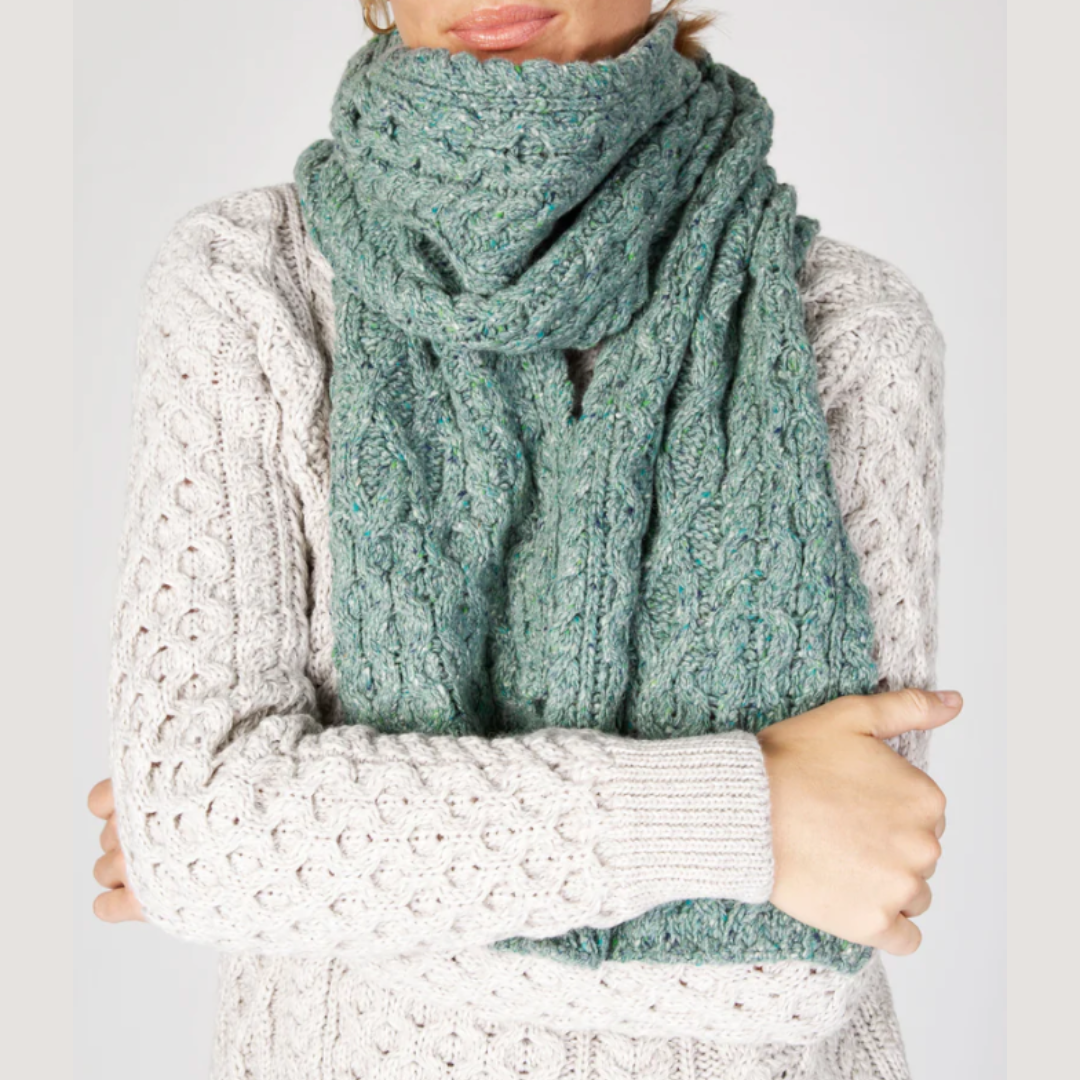 IrelandsEye Knitwear Luxe Aran Scarf: Ocean Mist
