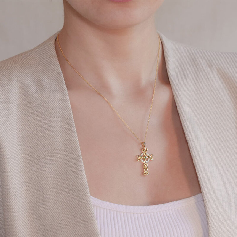 Shanore 14KT Gold Vermeil Emerald/Cz set Celtic  Cross