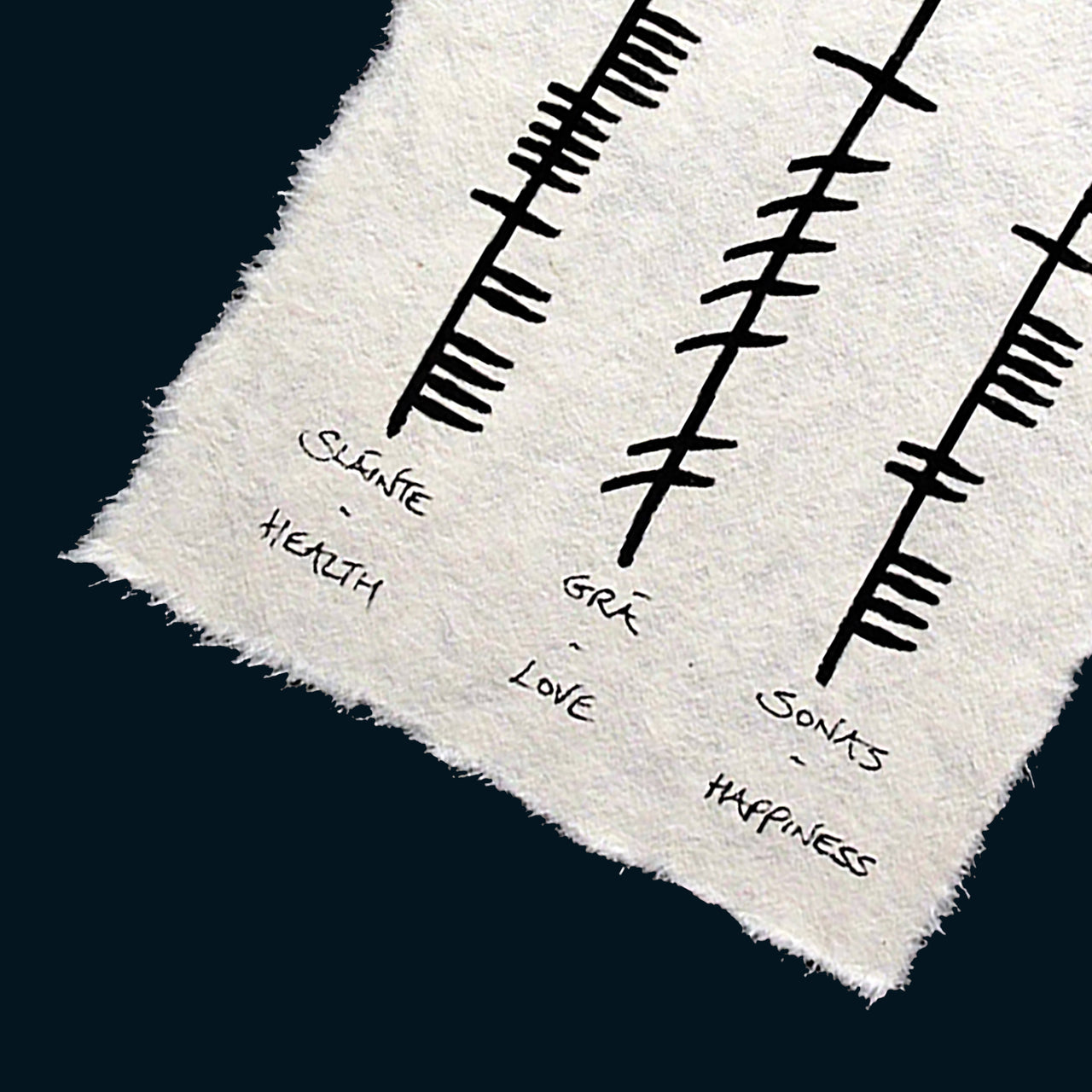 Ogham Wishes Framed Ogham Triple: Health Love Happiness