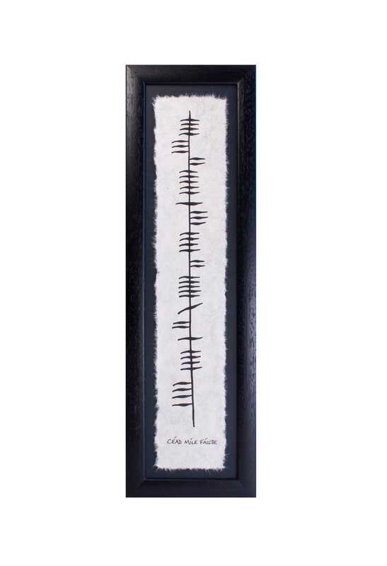 Ogham Wishes Framed Cead Mile Failte Ogham (Long 19"x5.75")