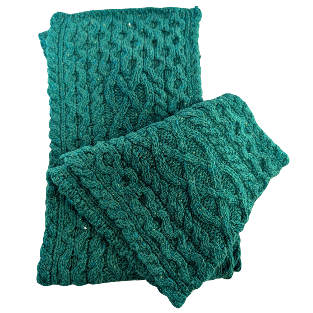 IrelandsEye Knitwear Luxe Aran Scarf Green Garden